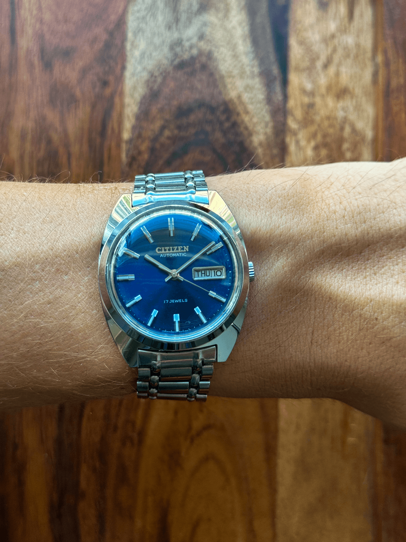 1976 Citizen 4-820118 Y Citizen Blue Cushion Automatic vintage watch, detail 10 of 10